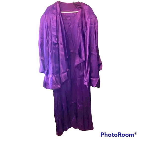 Vintage Handmade Dress Purple Satin Shoulder Pads  Waterfall Drape Jacket - Picture 1 of 12